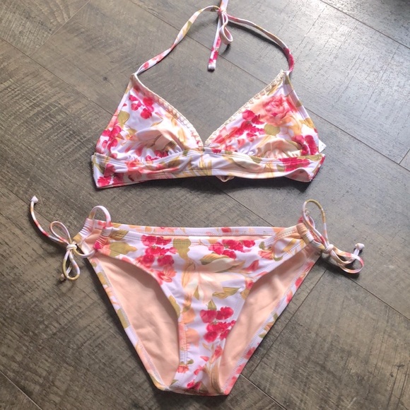 KONA SOL FLORAL BIKINI SET BOTTOMS S TOP D/DD - Picture 2 of 9